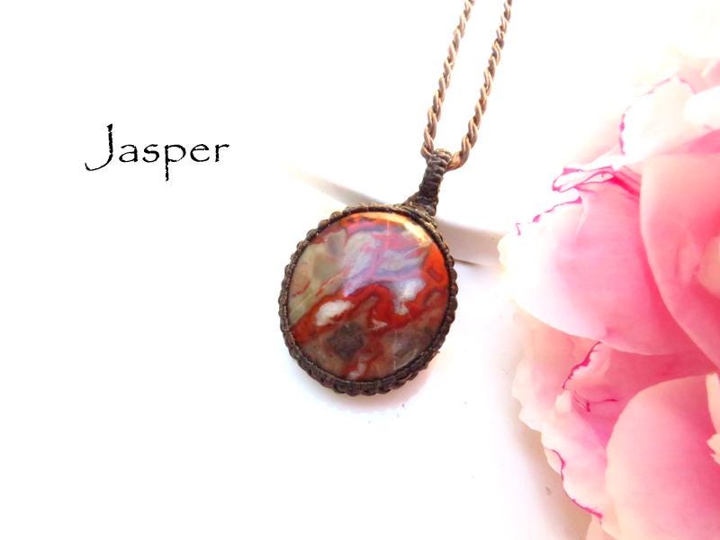 Jasper Necklace, Jasper jewelry, Jasper pendant, Macrame necklace, Gemstone necklace, Mothers day gift, Fathers day gift Chakra jewellery