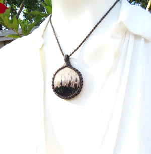 Petrified Palmwood gemstone neclace, macrame neclace, gift ideas for the rock collector, for the rockhound, handmade gift ideas, for her