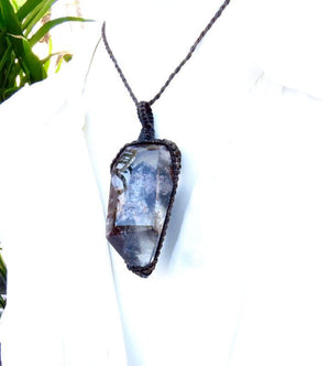 Shamanic Dream Quartz crystal necklace, gemstone necklace garden quartz jewelry, lodolite quartz, gift ideas for the crystal lover