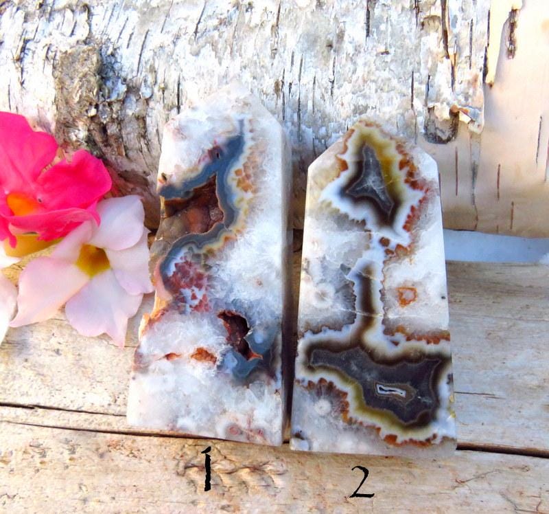 Black Flower Agate Druzy Towers, flower agate