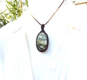 Rainforest Jasper macrame necklace, gemstone necklace, rhyolite necklace, jewelry gift ideas, for her, gift ideas for the earth lover