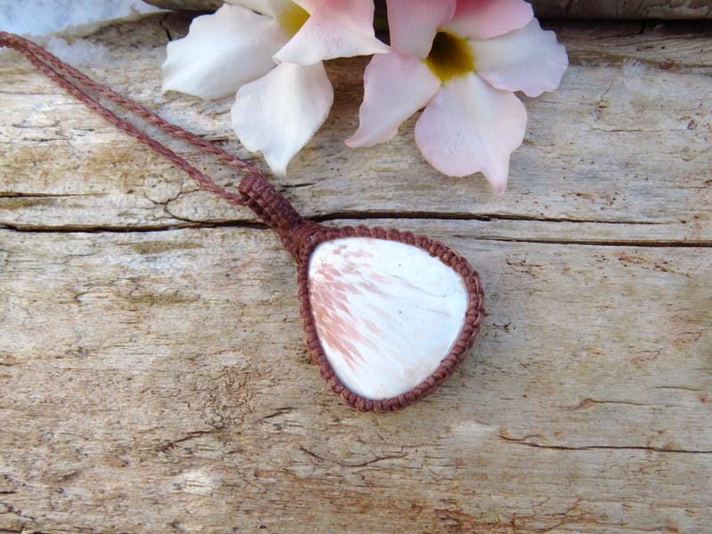 Inner Peace Scolecite gemstone necklace, macrame necklace