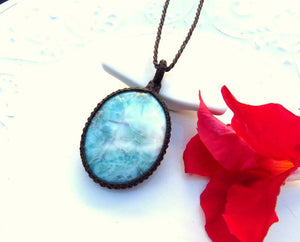 Valentines Day gift ideas for her, Larimar macrame necklace, luxury gifts, gift ideas for the boho beauty, etsy gemstone gifts