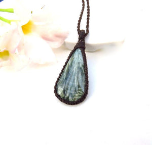 Seraphinite gemstone necklace, seraphinite pendant necklace, etsy seraphinite, gift ideas for mothers day, gifts for her, gifts for him