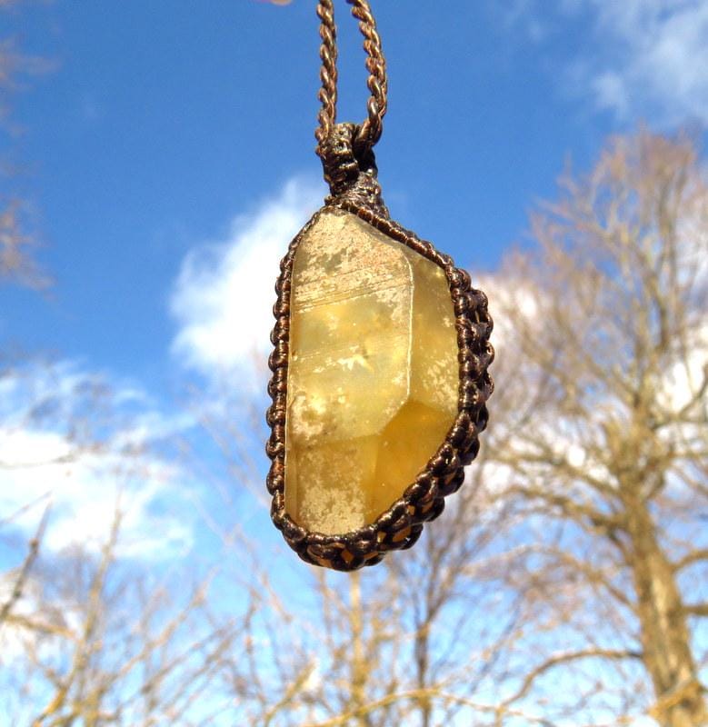 Natural Zambian Citrine crystal necklace, november birthstone