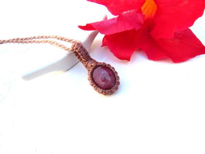 Faceted Ruby macrame necklace, chatoyant Ruby gemstone, gift ideas for Leo, zodiac Cancer gifts, july gift ideas, july birthstone jewelry