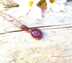 Faceted Ruby macrame necklace, chatoyant Ruby gemstone, gift ideas for Leo, zodiac Cancer gifts, july gift ideas, july birthstone jewelry