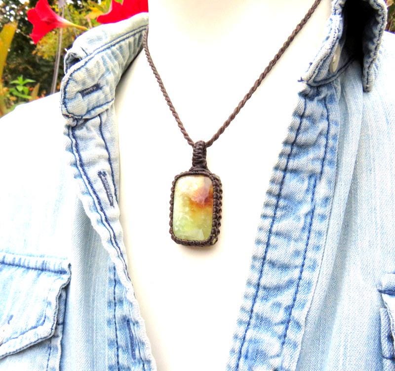 Mother's Day Gift, Prehnite macrame necklace