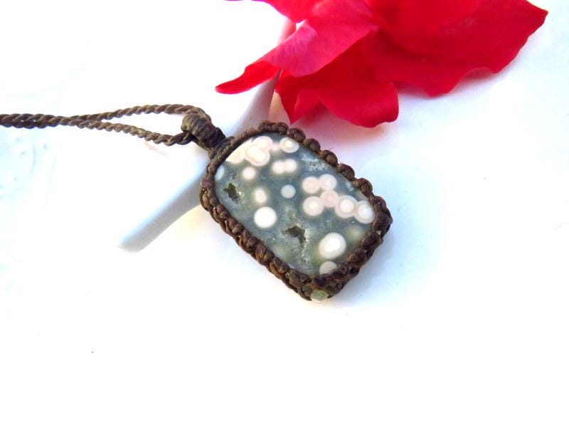 Ocean Jasper gemstone necklace, solar plexus healing