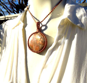 Sunstone necklace, macrame necklace, gift ideas for the supernaturalist, Libra crystals, summer necklace, mothers day gift ideas for her