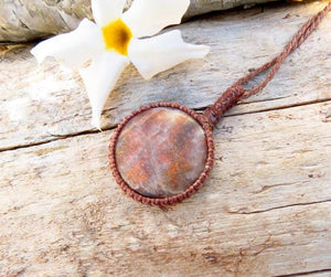 Sunstone necklace, macrame necklace, gift ideas for the supernaturalist, Libra crystals, summer necklace, mothers day gift ideas for her