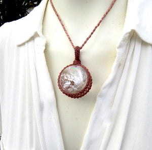 Quartz sphere crystal necklace spiritual healing necklace quartz crystal ball valentines day gift macrame necklace gypsy style jewelry