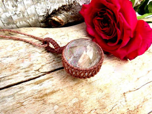 Quartz sphere crystal necklace spiritual healing necklace quartz crystal ball valentines day gift macrame necklace gypsy style jewelry