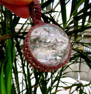 Quartz sphere crystal necklace spiritual healing necklace quartz crystal ball valentines day gift macrame necklace gypsy style jewelry