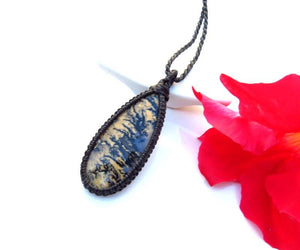 Mothers day gift ideas, Tiger Dendrite gemtone necklace, macrame necklace, gift ideas for the rock collector, crystal collector, zen seeker