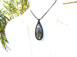 Mothers day gift ideas, Tiger Dendrite gemtone necklace, macrame necklace, gift ideas for the rock collector, crystal collector, zen seeker