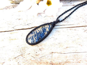 Mothers day gift ideas, Tiger Dendrite gemtone necklace, macrame necklace, gift ideas for the rock collector, crystal collector, zen seeker