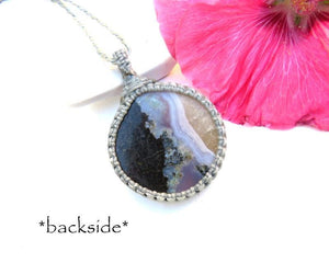 Purple Plume Agate gemstone necklace, macrame necklace, mothers day gift, purple moss agate, gift ideas for the rock collector, for her