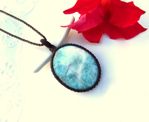 Valentines Day gift ideas for her, Larimar macrame necklace, luxury gifts, gift ideas for the boho beauty, etsy gemstone gifts