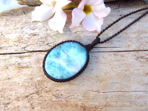 Valentines Day gift ideas for her, Larimar macrame necklace, luxury gifts, gift ideas for the boho beauty, etsy gemstone gifts