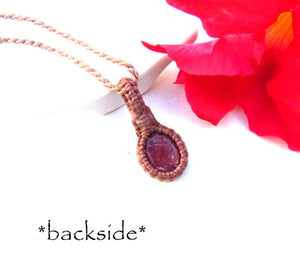 Faceted Ruby macrame necklace, chatoyant Ruby gemstone, gift ideas for Leo, zodiac Cancer gifts, july gift ideas, july birthstone jewelry