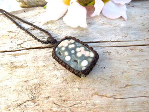 Ocean Jasper gemstone necklace, solar plexus healing, gift ideas for the surfer, the coastal grandma, the beach lover, the ocean lover