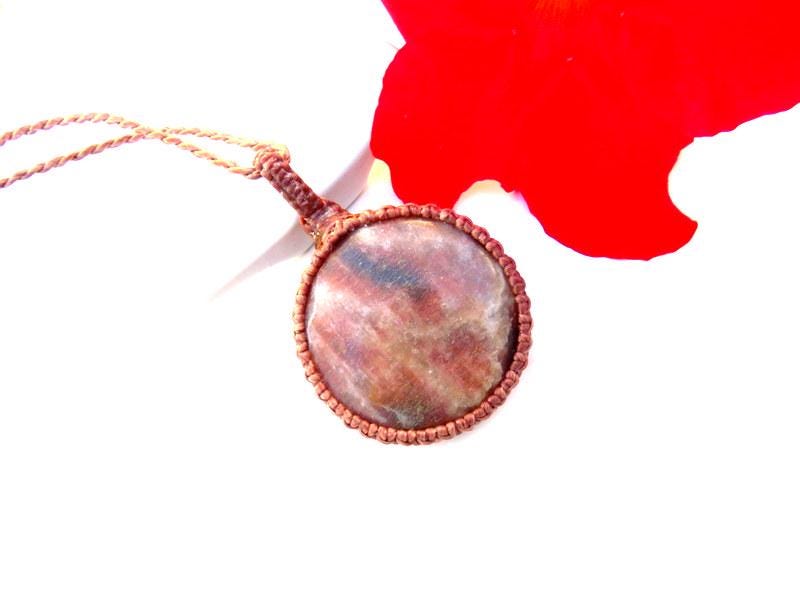 Sunstone necklace, macrame necklace