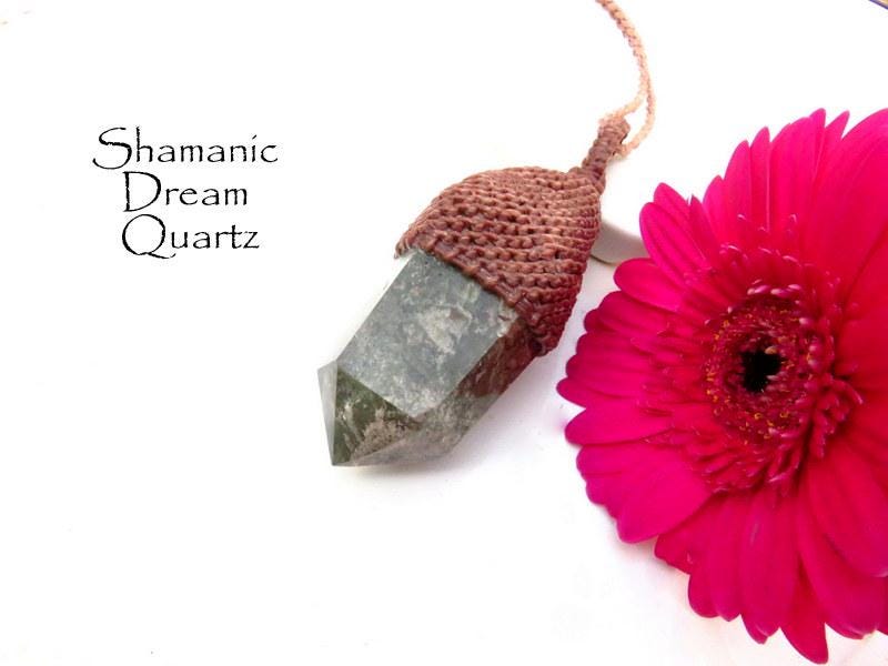 Shamanic Dream Quartz crystalpoint necklace, gemstone necklace garden quartz jewelry