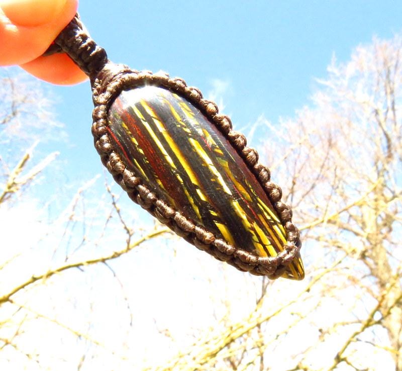Red Tiger Iron macrame necklace, gemstone necklace