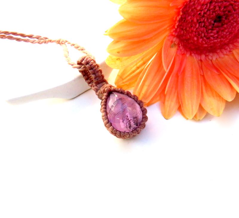 Faceted Amethyst gemstone necklace, Amethyst crystal