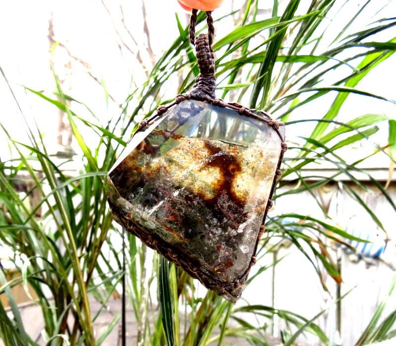 Shamanic Dream Quartz crystal necklace, gemstone necklace garden quartz jewelry