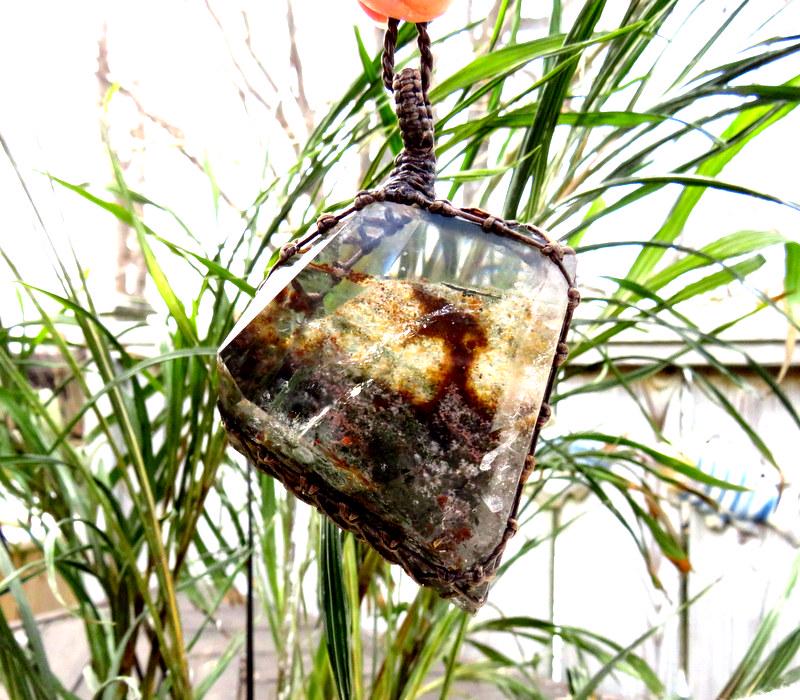 Shamanic Dream Quartz crystal necklace, gemstone necklace garden quartz jewelry, lodolite quartz, gift ideas for the crystal lover