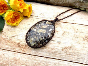 Turritella Fossil Agate necklace, fossil pendant necklace, gift ideas for the history lover, fossil lover, fathers day gift ideas, for him