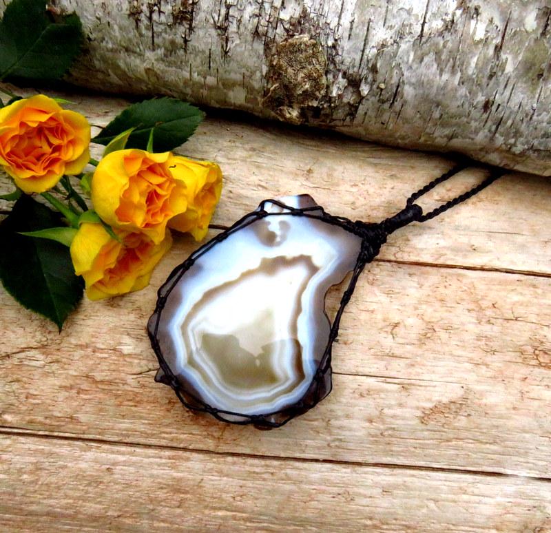 Sardonyx gemstone necklace, statement necklace