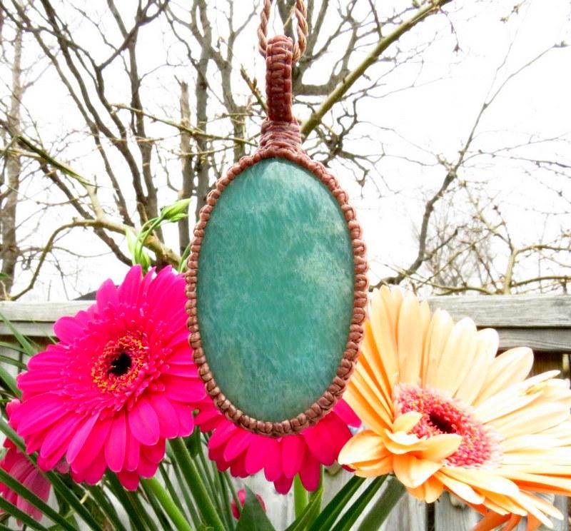 Amazonite macrame necklace, mothers day gift