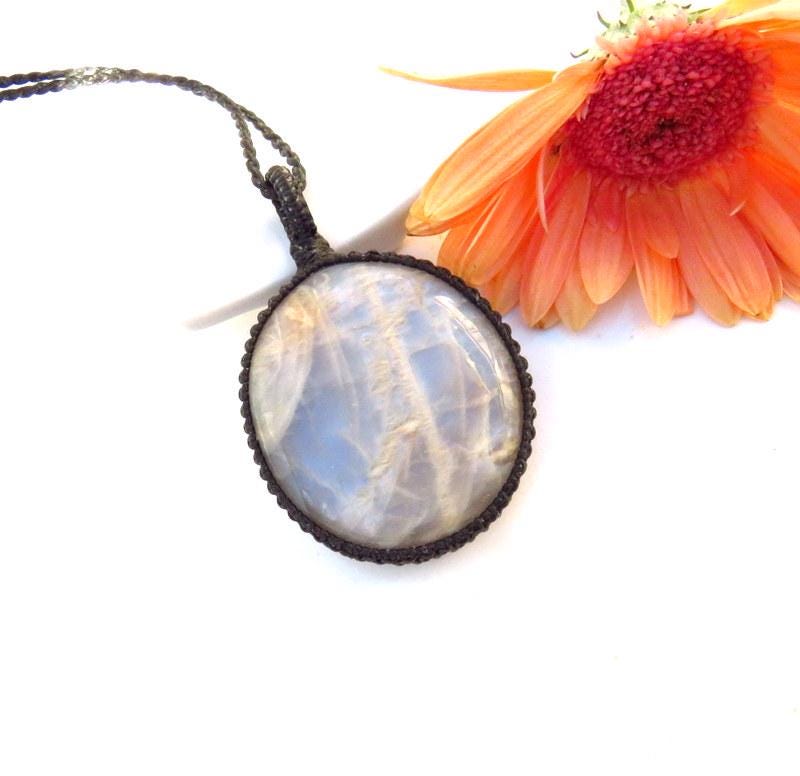 Peach Gray Moonstone gemtsone necklace, flashy moonstone pendant