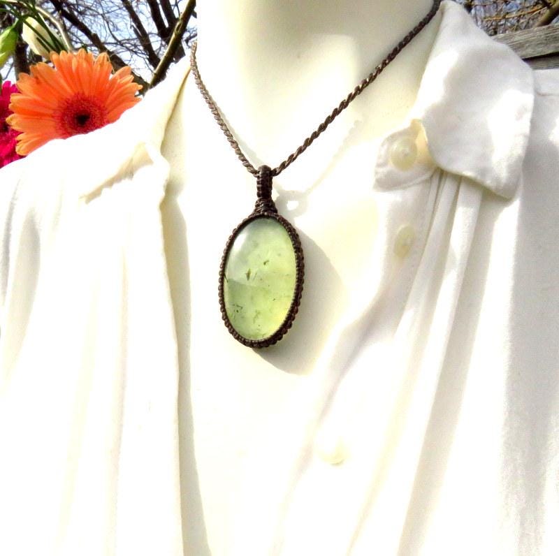 Mothers Day Gift for her, Prehnite macrame necklace