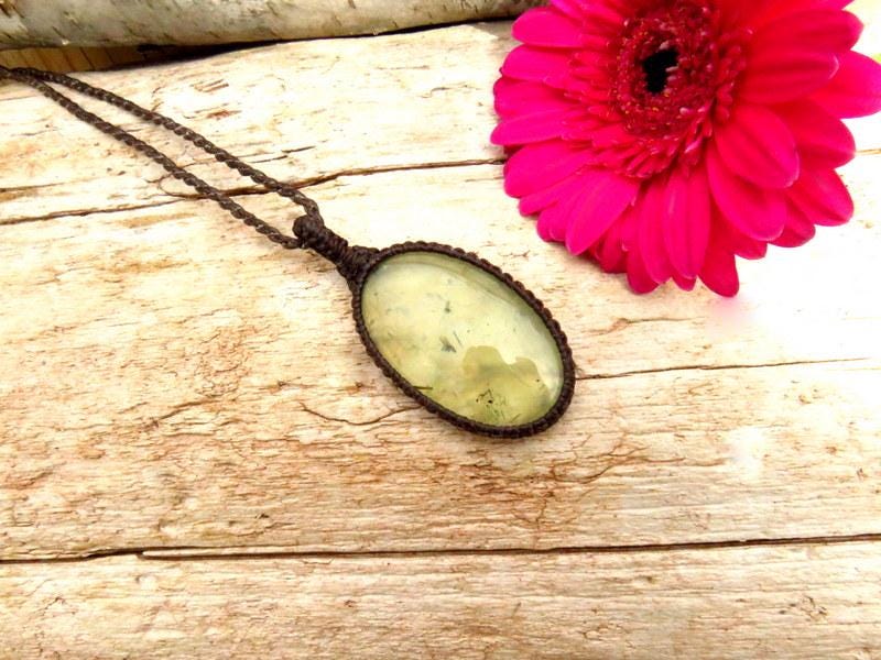 Mothers Day Gift for her, Prehnite macrame necklace