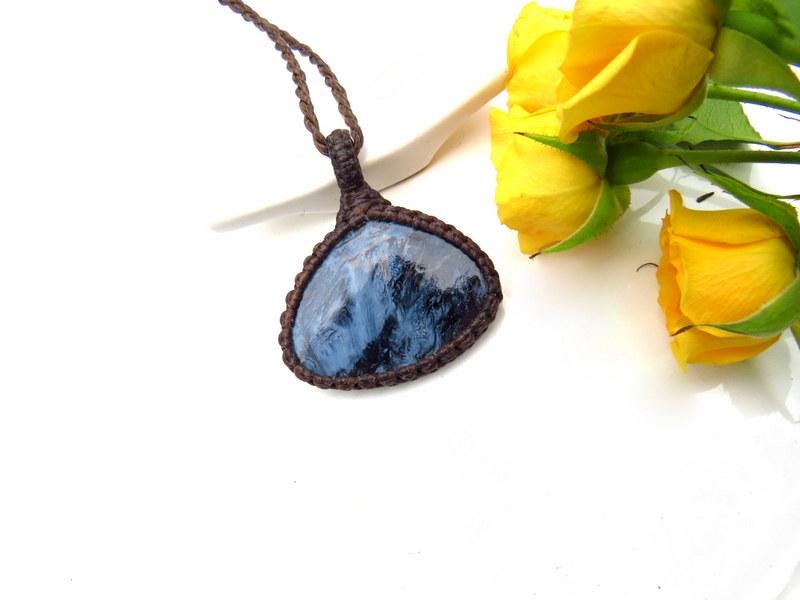 Rare Pietersite gemstone necklace, macrame jewelry