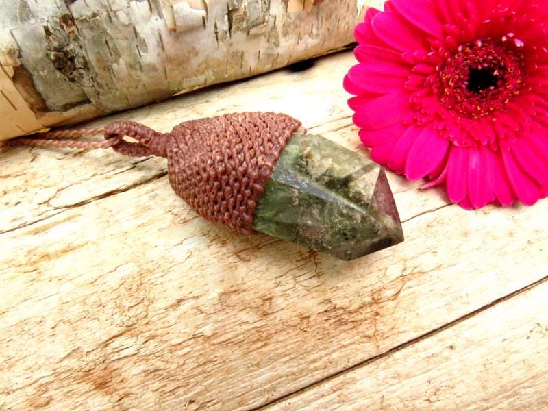 Shamanic Dream Quartz crystalpoint necklace, gemstone necklace garden quartz jewelry