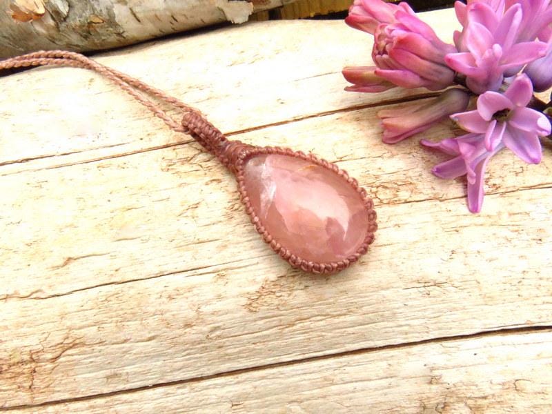 Rose quartz pendant necklace, expression of love