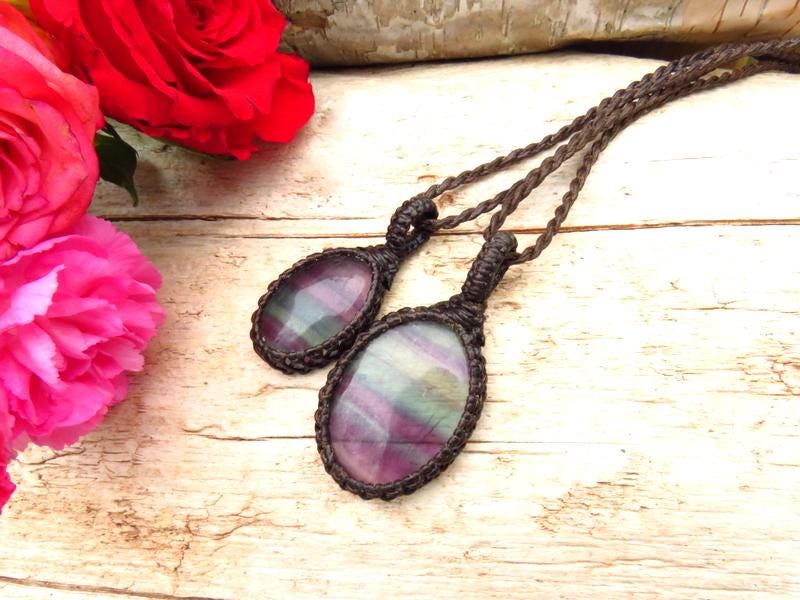 Fluorite necklace set, layering necklace