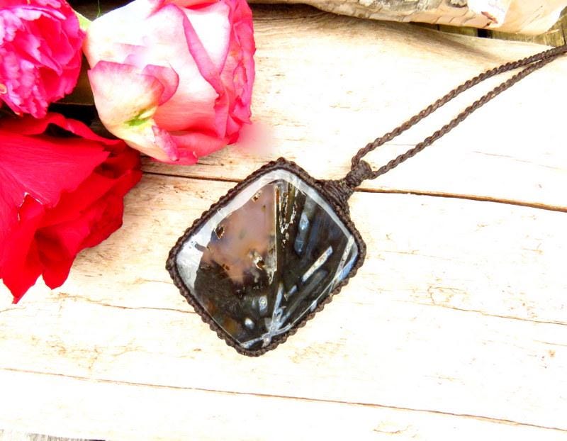 Turkish Stick Agate Gemstone Necklace, gift ideas for the rock collector