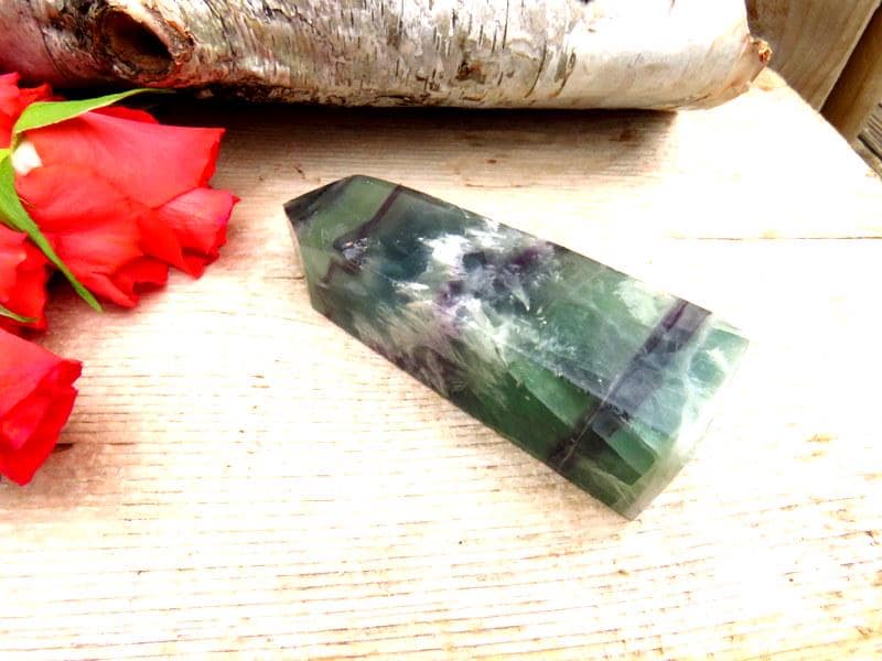 Snowflake Fluorite crystal tower, fluorite crystal