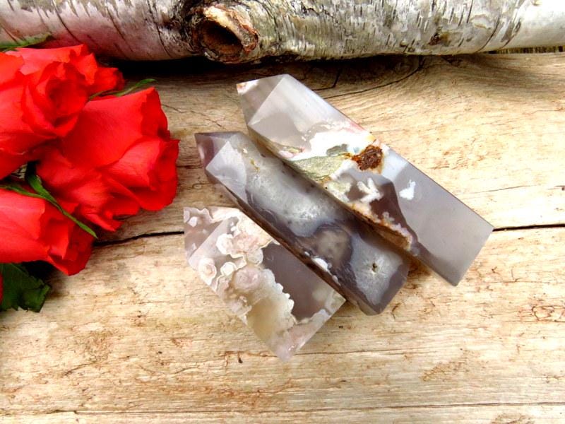 Flower Agate crystal tower, agate crystal