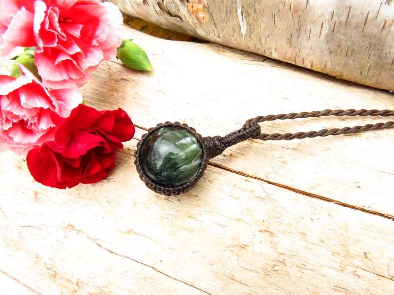 Mothers Day Gift, Seraphinite sphere necklace