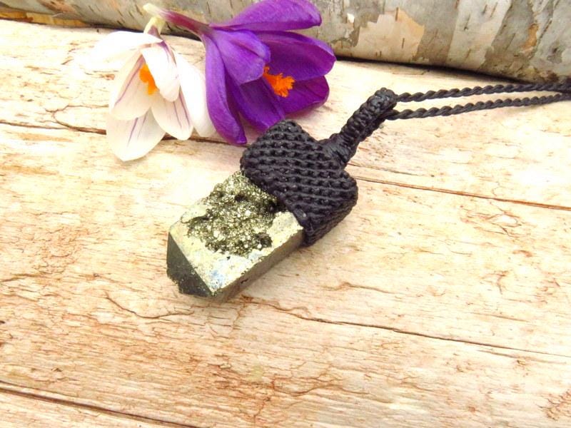 Pyrite druzy crystal necklace, pyrite necklace