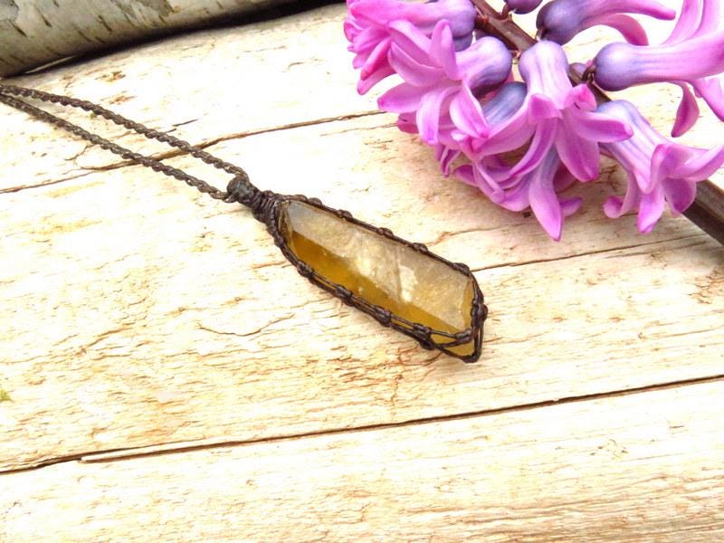 Natural Zambian Citrine crystal necklace, november birthstone