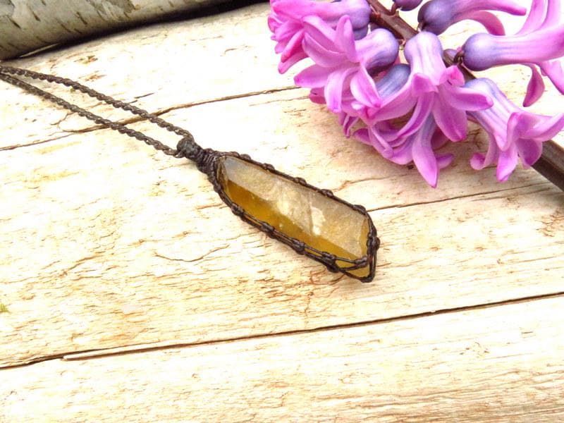 Natural Zambian Citrine crystal necklace, november birthstone