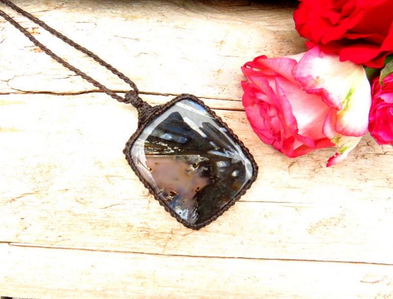 Turkish Stick Agate Gemstone Necklace, gift ideas for the rock collector